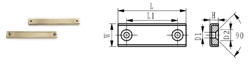 Neodymium magnetic bars with fixing holes (SI series)_model 2