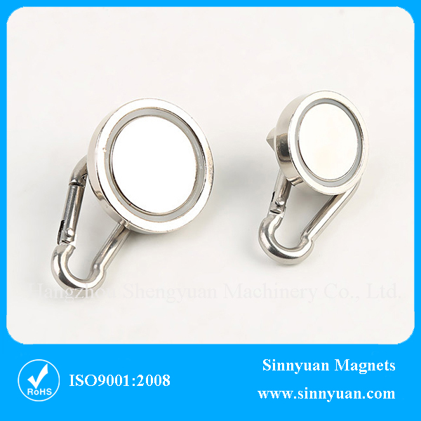 Magnetic Hooks ø28mm Neodymium Round Magnetic Snap Hook Magnetic with Carabiner Hook 