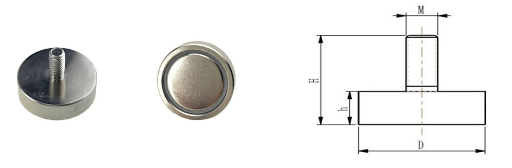 Neodymium pot magnet with a bolt (SC series)-machining