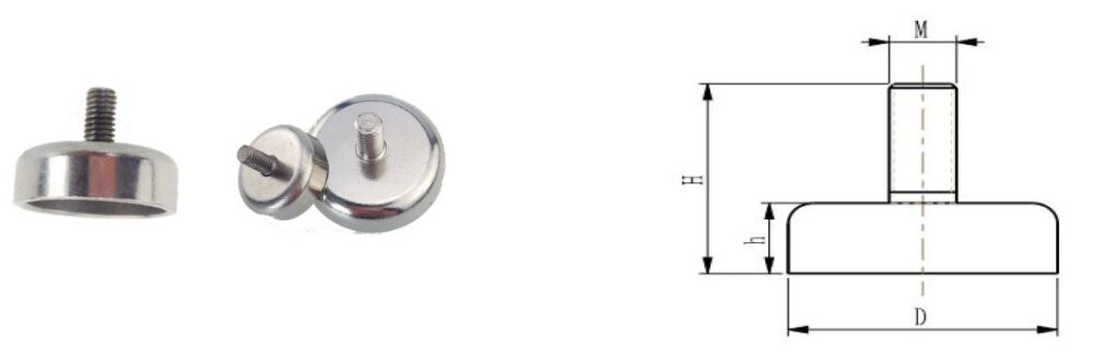 Neodymium pot magnet with a bolt (SC series)-stamping