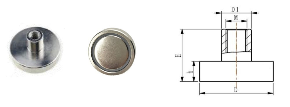 Neodymium pot magnet with a bushing (SD series)_machining