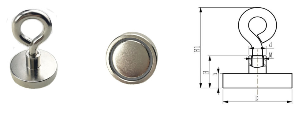Neodymium pot magnets with eyelet style ring (SF series)_machining
