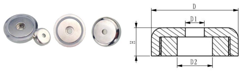 Neodymium pot magnets with step holes (SB series)_stamping