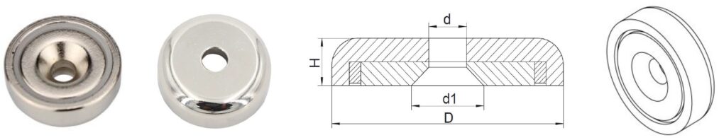Countersunk neodymium pot magnets (SA series)