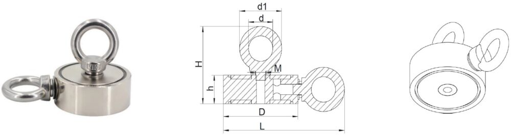 NdFeB pot magnets with hanging rings (SM series)_model C