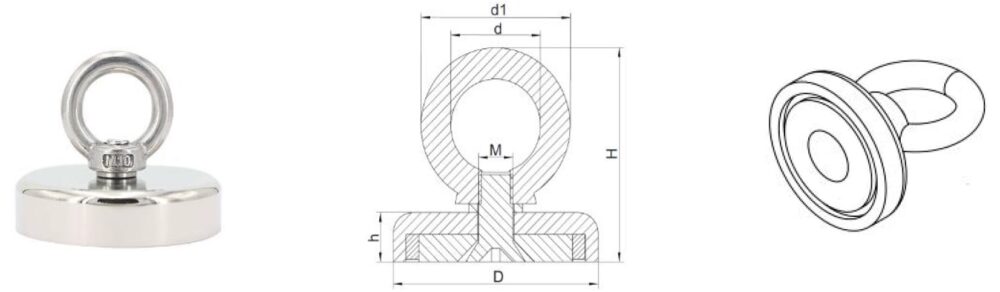 Neodymium pot magnets with hanging rings_SJ series_machining