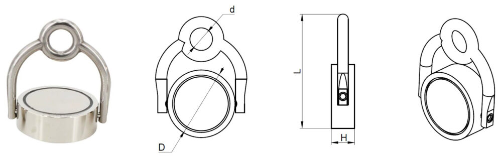 NdFeB pot magnets with hanging rings (SM series)_model E